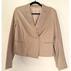 J Brand Size Medium $1095 Grey Tan Soft Lamb Leather Women's Blazer Jacket